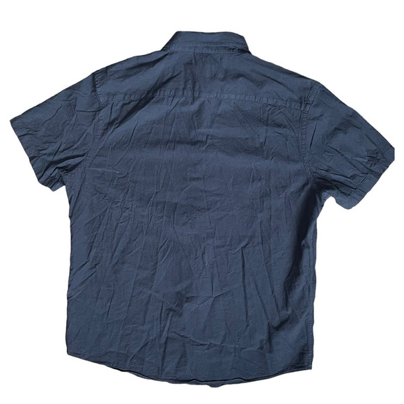UNTUCKit Pavao Shirt Men's XL Navy Blue Seersucker Poplin Short Sleeve Button Up - Picture 4 of 6